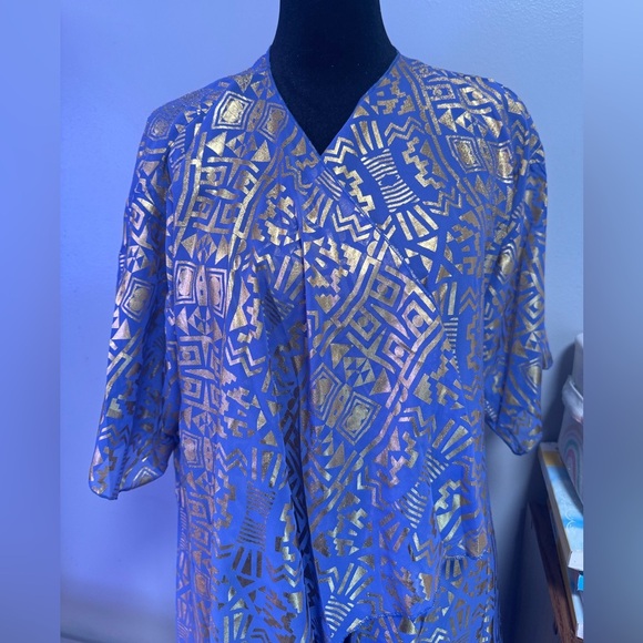 Vintage LuLaRoe Purple Gold Aztec Boho Kimono With Fringe - Picture 11 of 11